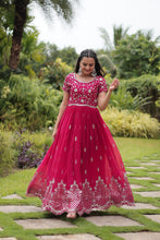 Load image into Gallery viewer, Pink Designer Readymade Gown with Zari &amp; Sequins Embroidery ClothsVilla