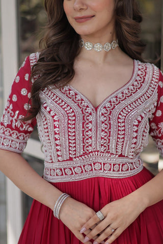 Pink Designer Star Georgette Kurti with Lehenga Set Embroidered Beads & Sequins Work Elegant Ethnic Wear ClothsVilla