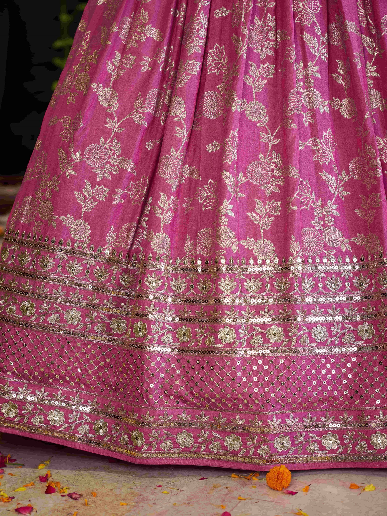 Pink Dola Silk Jacquard Embroidered Lehenga Choli Clothsvilla