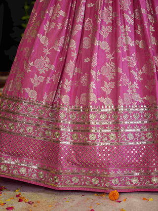 Pink Dola Silk Jacquard Embroidered Lehenga Choli Clothsvilla
