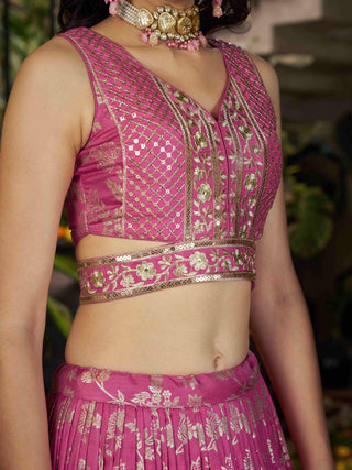 Pink Dola Silk Jacquard Embroidered Lehenga Choli Clothsvilla