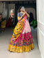 Pink Dola Silk Lehenga Choli with Kalamkari Print & Weaving Border ClothsVilla
