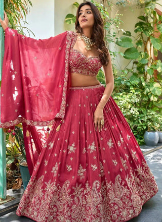 Pink Dori & Sequence Work Lehenga ClothsVilla
