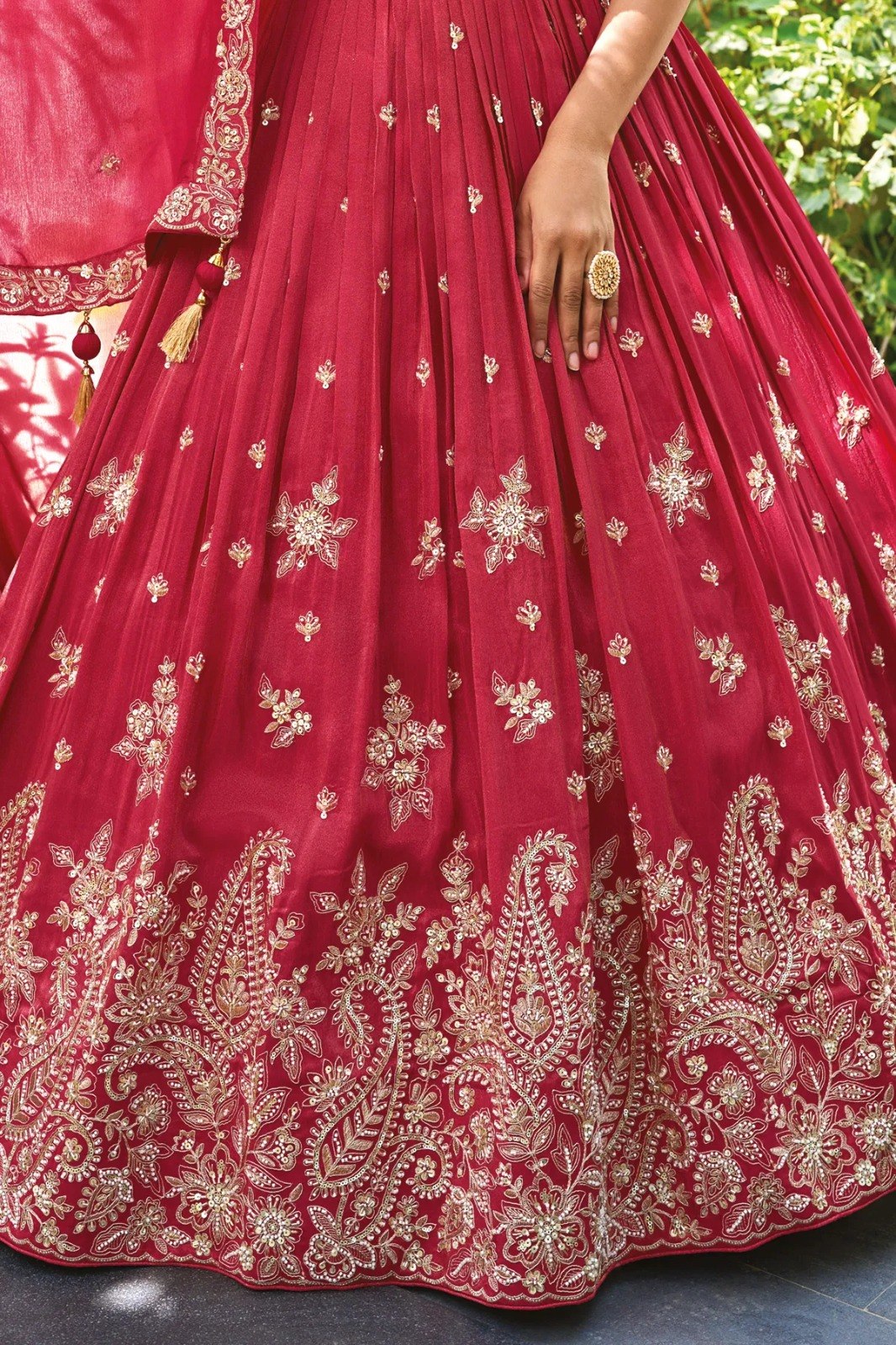 Pink Dori & Sequence Work Lehenga ClothsVilla
