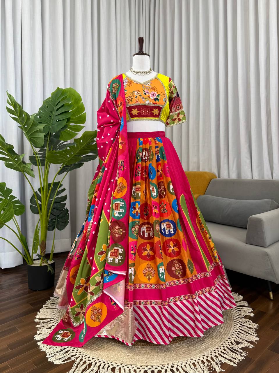 Pink Elegant American Crepe Digital Print Lehenga Set ClothsVilla
