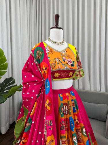 Pink Elegant American Crepe Digital Print Lehenga Set ClothsVilla