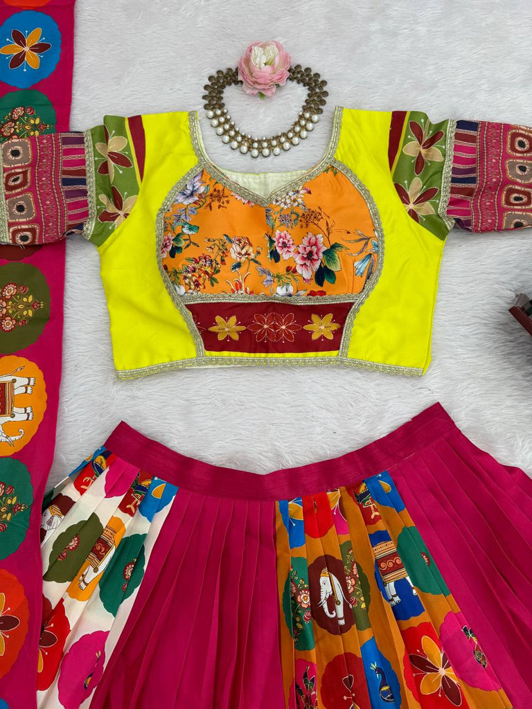 Pink Elegant American Crepe Digital Print Lehenga Set ClothsVilla