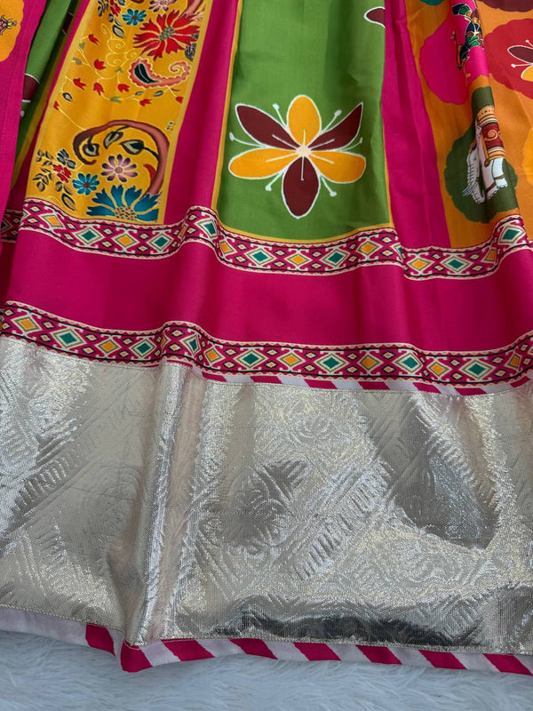 Pink Elegant American Crepe Digital Print Lehenga Set ClothsVilla