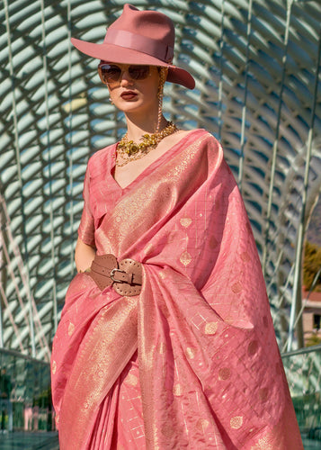 Pink Elegant Banarasi Blended Silk Saree – Handwoven Heritage for Special Occasions ClothsVilla