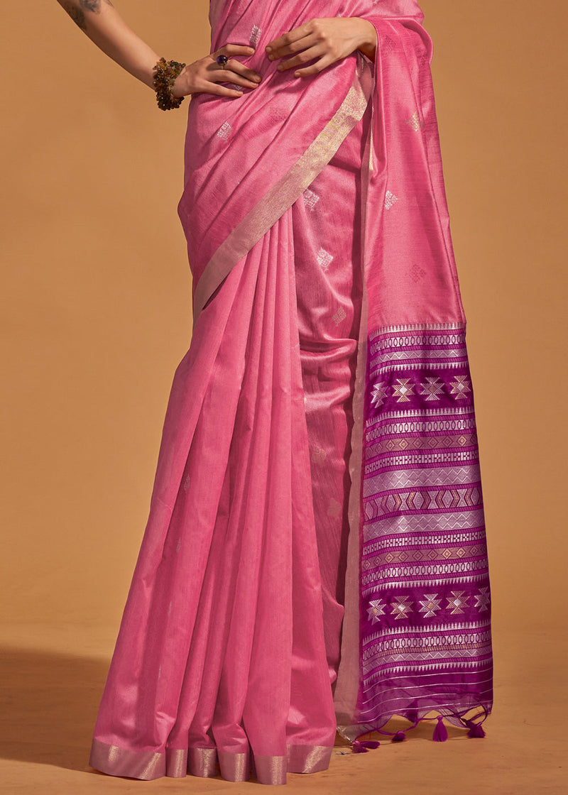 Pink Elegant Banarasi Blended Silk Saree with Intricate Timeless Design – Ideal for Grand Occasions ClothsVilla