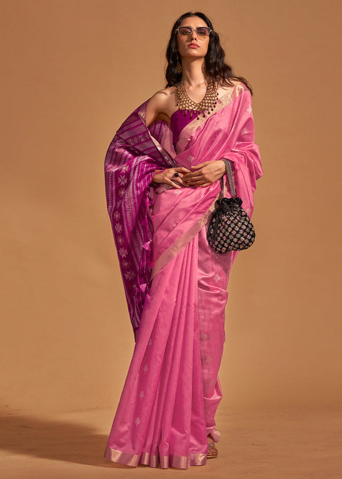 Pink Elegant Banarasi Blended Silk Saree with Intricate Timeless Design – Ideal for Grand Occasions ClothsVilla