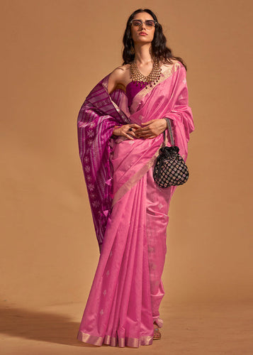 Pink Elegant Banarasi Blended Silk Saree with Intricate Timeless Design – Ideal for Grand Occasions ClothsVilla