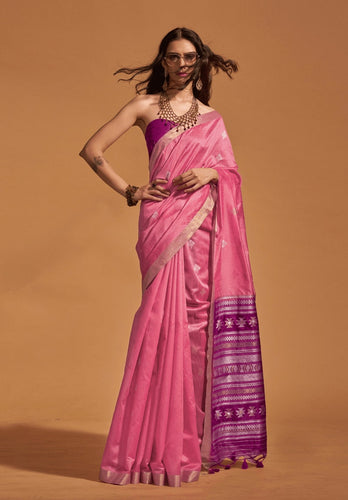 Pink Elegant Banarasi Blended Silk Saree with Intricate Timeless Design – Ideal for Grand Occasions ClothsVilla