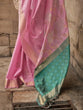 Load image into Gallery viewer, Pink Elegant Banarasi Silk Blend Saree with Tassel Detailing – Unstitched Blouse Piece ClothsVilla