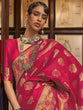 Load image into Gallery viewer, Pink Elegant Banarasi Silk Blend Saree with Unstitched Blouse Piece ClothsVilla