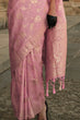 Load image into Gallery viewer, Pink Elegant Banarasi Silk Saree with Zari Weaving Blouse Pieces ClothsVilla
