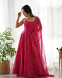 Load image into Gallery viewer, Pink Elegant Bandhej Chiffon Anarkali Gown Set – Lightweight &amp; Stylish