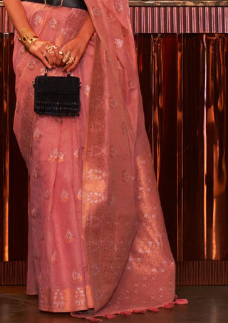 Pink Elegant Bollywood Cotton Silk Saree with Tassel Detailing ClothsVilla