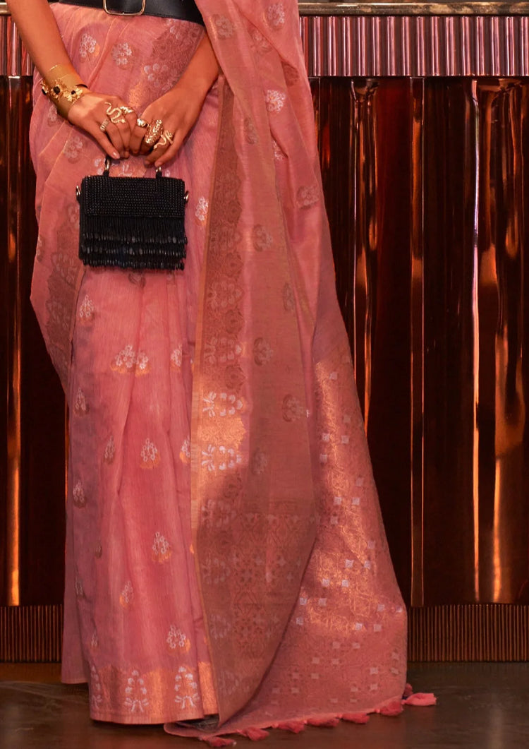 Pink Elegant Bollywood Cotton Silk Saree with Tassel Detailing ClothsVilla
