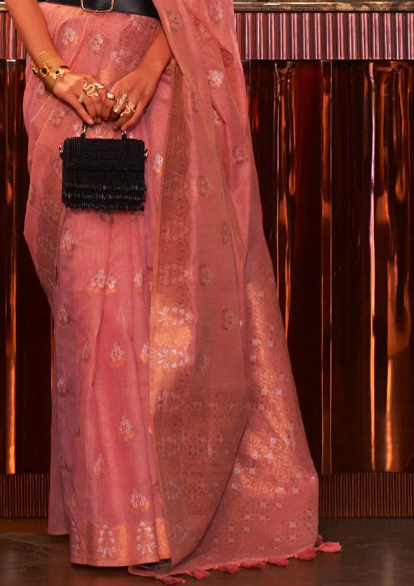 Pink Elegant Bollywood Cotton Silk Saree with Tassel Detailing ClothsVilla