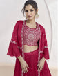 Load image into Gallery viewer, Pink Elegant Chinon Embroidered Lehenga Set with Jacket &amp; Dupatta ClothsVilla
