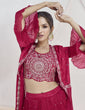 Load image into Gallery viewer, Pink Elegant Chinon Embroidered Lehenga Set with Jacket &amp; Dupatta ClothsVilla