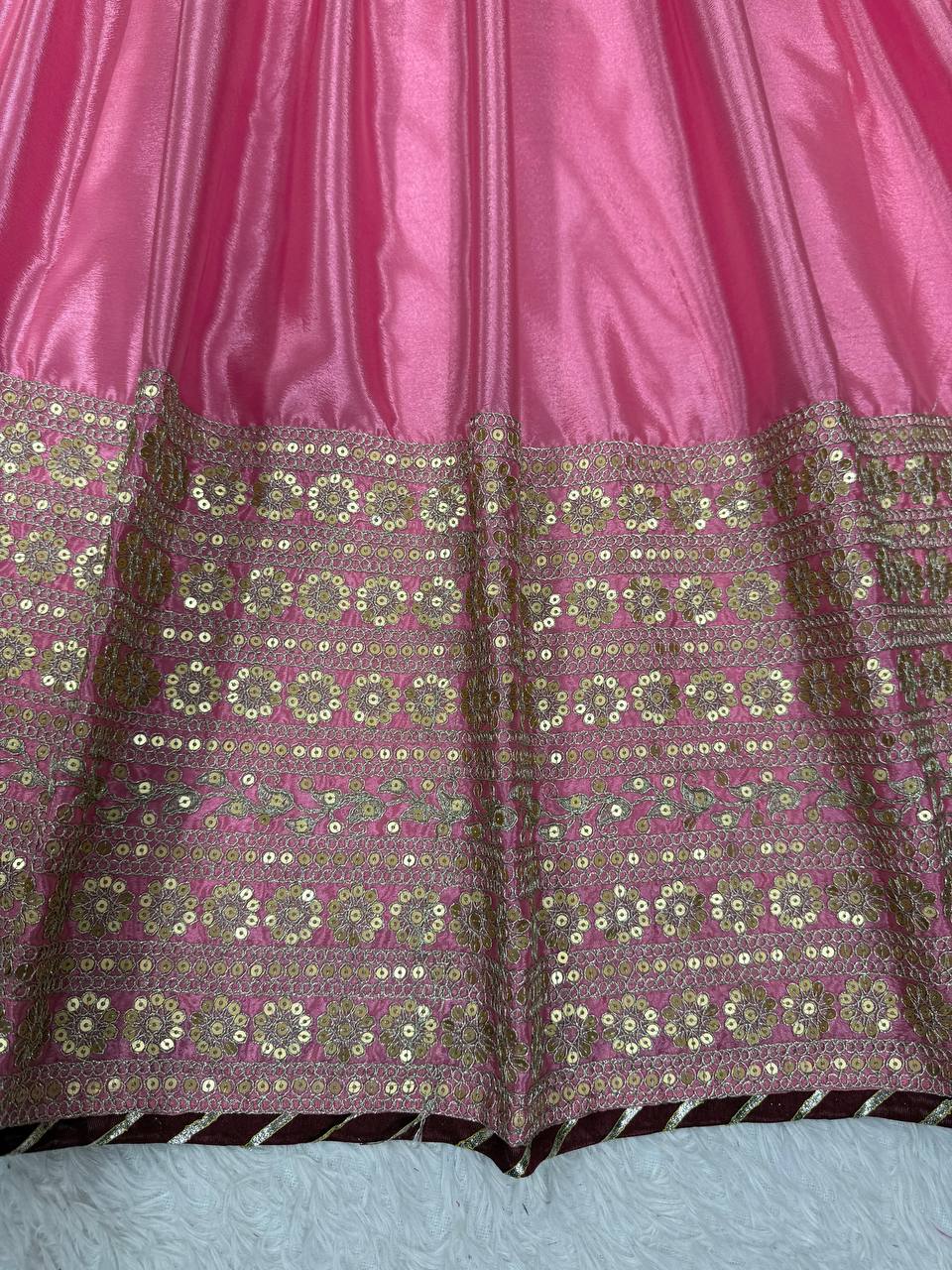 Pink Elegant Chinon Embroidered Suit Set ClothsVilla