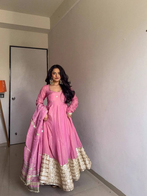 Pink Elegant Chinon Embroidered Suit Set ClothsVilla Main image