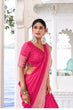 Load image into Gallery viewer, Pink Elegant Chinon Saree with Self Print &amp; Zari Weaving Work Unstitched Blouse Included ClothsVilla