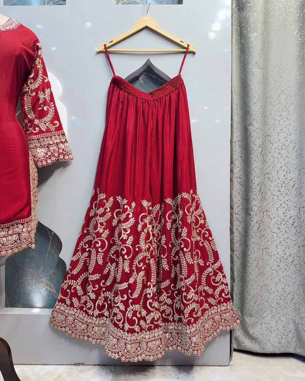 Pink Elegant Chinon Silk Embroidered Plazo Set with Dupatta ClothsVilla