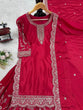 Load image into Gallery viewer, Pink Elegant Chinon Silk Embroidered Plazo Set with Dupatta ClothsVilla