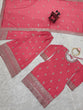 Load image into Gallery viewer, Pink Elegant Chinon Silk Ensemble – Top, Plazo &amp; Dupatta ClothsVilla