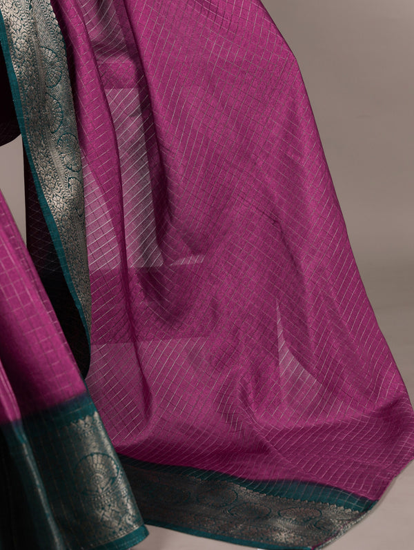 Pink Elegant Dola Chex Saree with Zari Weaving & Matching Blouse Piece ClothsVilla