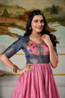 Load image into Gallery viewer, Pink Elegant Dola Silk Kalamkari Print Gown with Zari Weaving Koti ClothsVilla