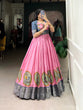 Load image into Gallery viewer, Pink Elegant Dola Silk Kalamkari Print Gown with Zari Weaving Koti ClothsVilla