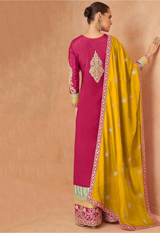 Pink Elegant Embroidered Chinon Suit Set with Dupatta ClothsVilla