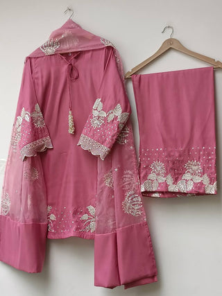 Pink Elegant Embroidered Crepe Palazzo Set with Dupatta ClothsVilla