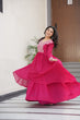 Load image into Gallery viewer, Pink Elegant Embroidered Star Georgette Gown – Double Flair &amp; Designer V Neck ClothsVilla