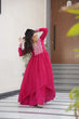 Load image into Gallery viewer, Pink Elegant Embroidered Star Georgette Gown – Double Flair &amp; Designer V Neck ClothsVilla