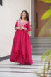 Load image into Gallery viewer, Pink Elegant Embroidered Star Georgette Gown – Double Flair &amp; Designer V Neck ClothsVilla