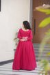 Load image into Gallery viewer, Pink Elegant Embroidered Star Georgette Gown – Double Flair &amp; Designer V Neck ClothsVilla
