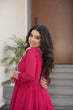 Load image into Gallery viewer, Pink Elegant Embroidered Star Georgette Gown – Double Flair &amp; Designer V Neck ClothsVilla
