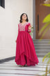 Load image into Gallery viewer, Pink Elegant Embroidered Star Georgette Gown – Double Flair &amp; Designer V Neck ClothsVilla