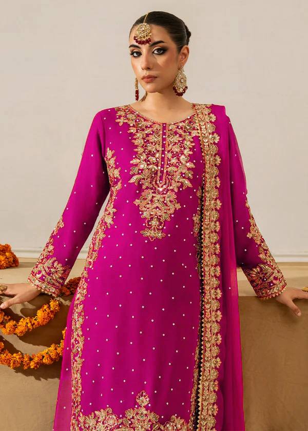 Pink Elegant Faux Georgette Coding & Sequence Work Palazzo Set with Rivet Moti Detailing and Dupatta ClothsVilla
