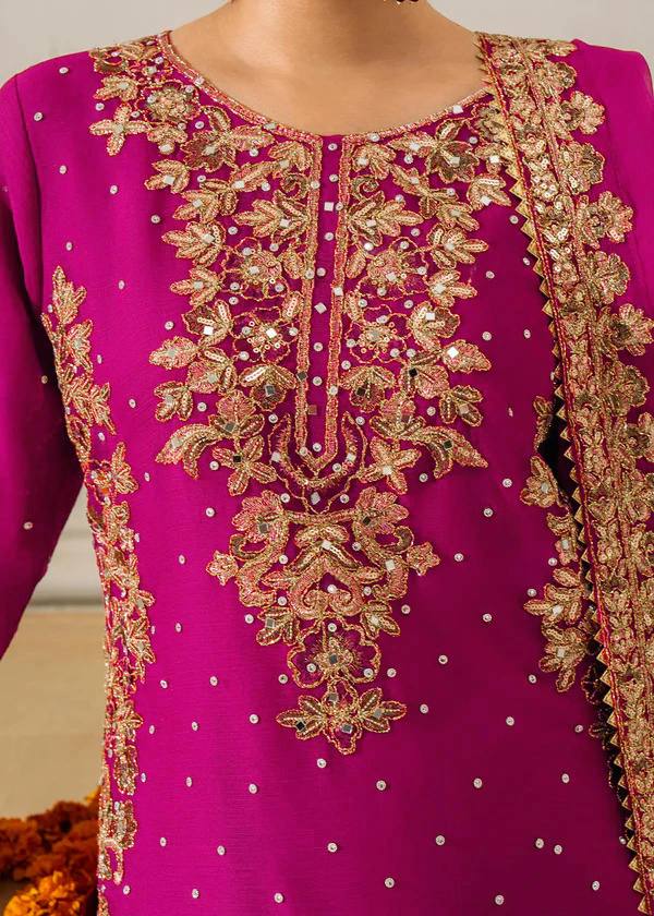 Pink Elegant Faux Georgette Coding & Sequence Work Palazzo Set with Rivet Moti Detailing and Dupatta ClothsVilla
