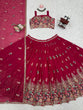 Load image into Gallery viewer, Pink Elegant Faux Georgette Embroidered Lehenga Choli Set with Dupatta Thread, Sequin &amp; Coding Dori Work Full-Stitched with Cancan Flair ClothsVilla