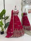 Pink Elegant Faux Georgette Embroidered Lehenga Choli Set with Dupatta Thread, Sequin & Coding Dori Work Full-Stitched with Cancan Flair ClothsVilla