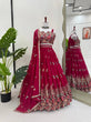 Load image into Gallery viewer, Pink Elegant Faux Georgette Embroidered Lehenga Choli Set with Dupatta Thread, Sequin &amp; Coding Dori Work Full-Stitched with Cancan Flair ClothsVilla