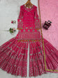Load image into Gallery viewer, Pink Elegant Faux Georgette Sharara Set with Butterfly Net Dupatta Clothsvilla
