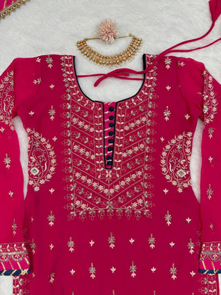 Pink Elegant Faux Georgette Sharara Set with Dupatta ClothsVilla